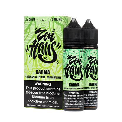 Zen Haus Freebase Vape Juice 0 Mg 2 x 60 Ml Karma (Green Apple Lychee Pomegranate)