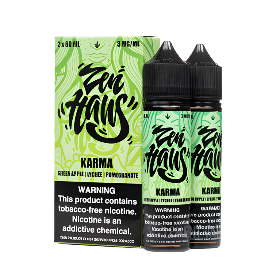 Zen Haus Freebase Vape Juice 0 Mg Karma (Green Apple Lychee Pomegranate) 