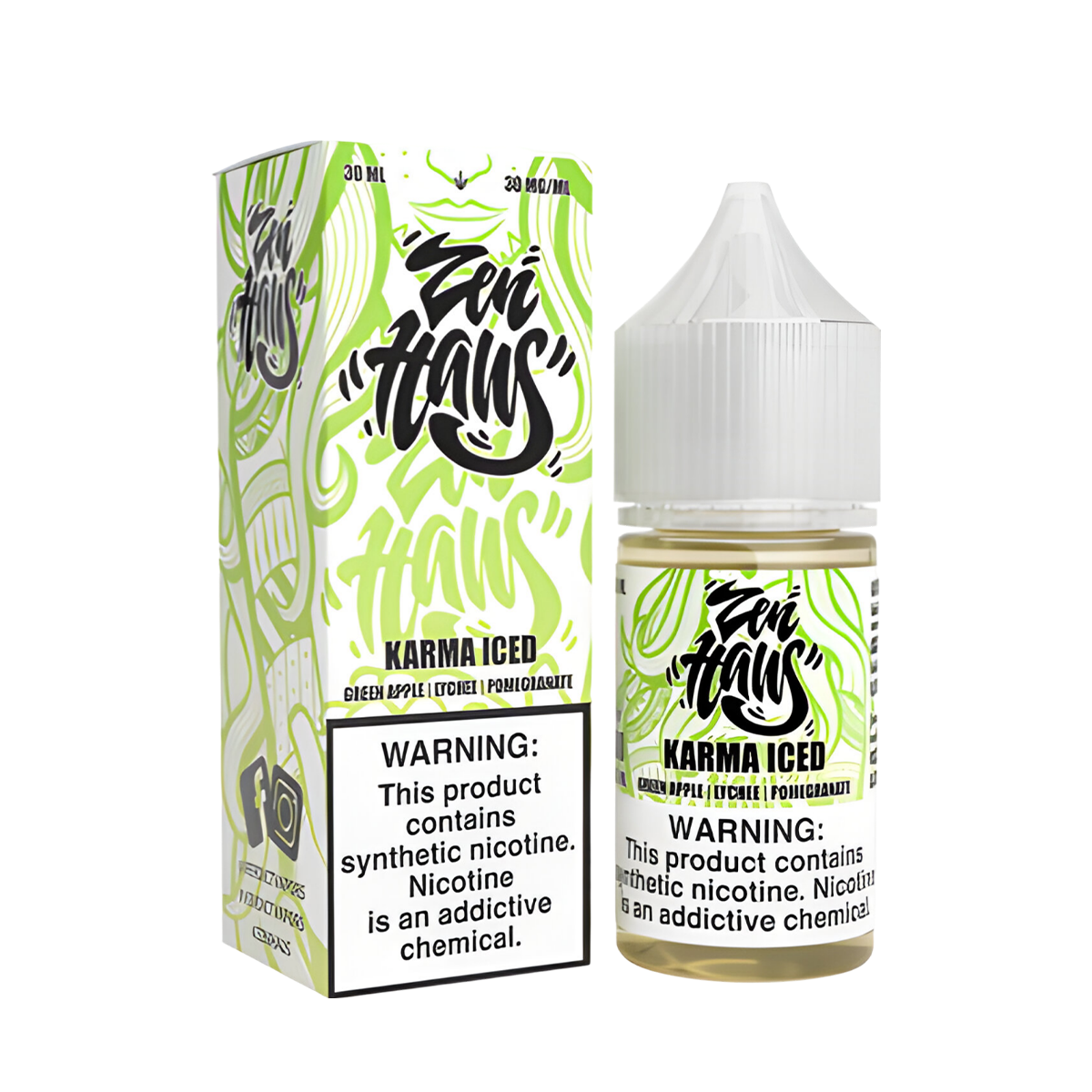 Zen Haus Salt Nicotine Vape Juice 30 Mg 30 Ml Karma Ice (Green Apple Lychee Pomegranate)