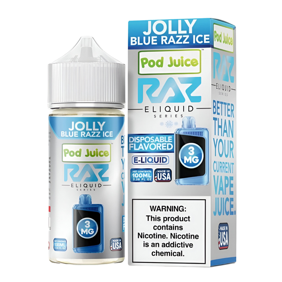 Pod Juice x RAZ Freebase Vape Juice 0 Mg Jolly Blue Razz Ice 