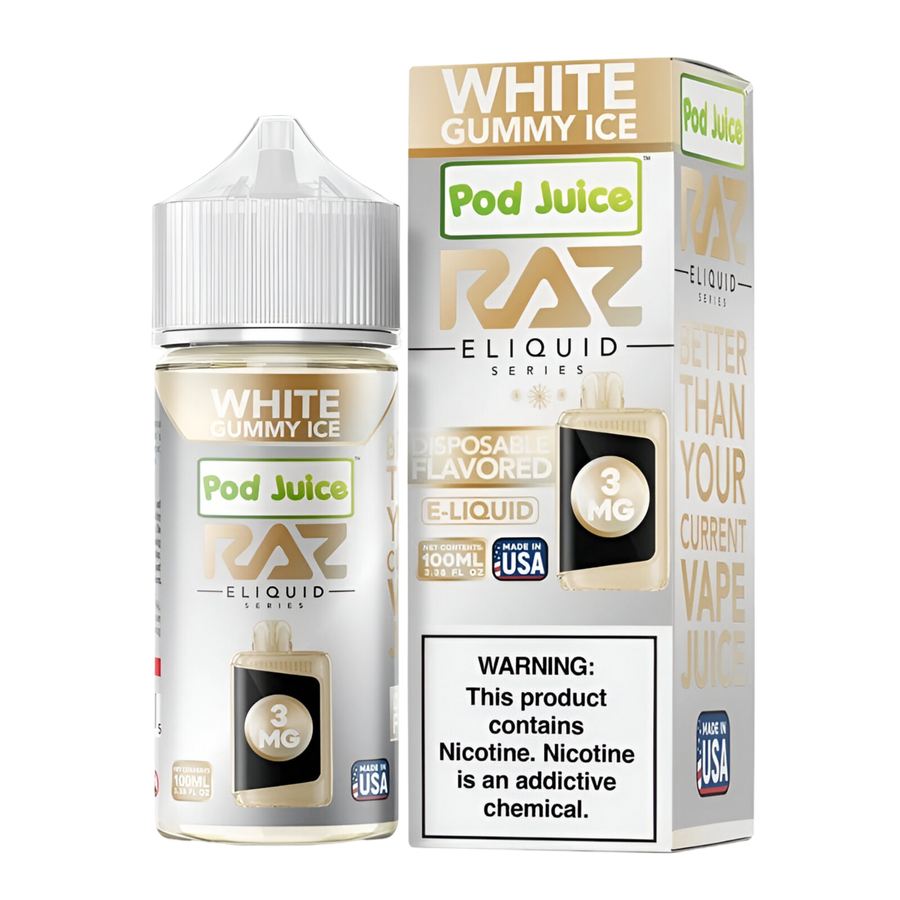 Pod Juice x RAZ Freebase Vape Juice 0 Mg White Gummy Ice 